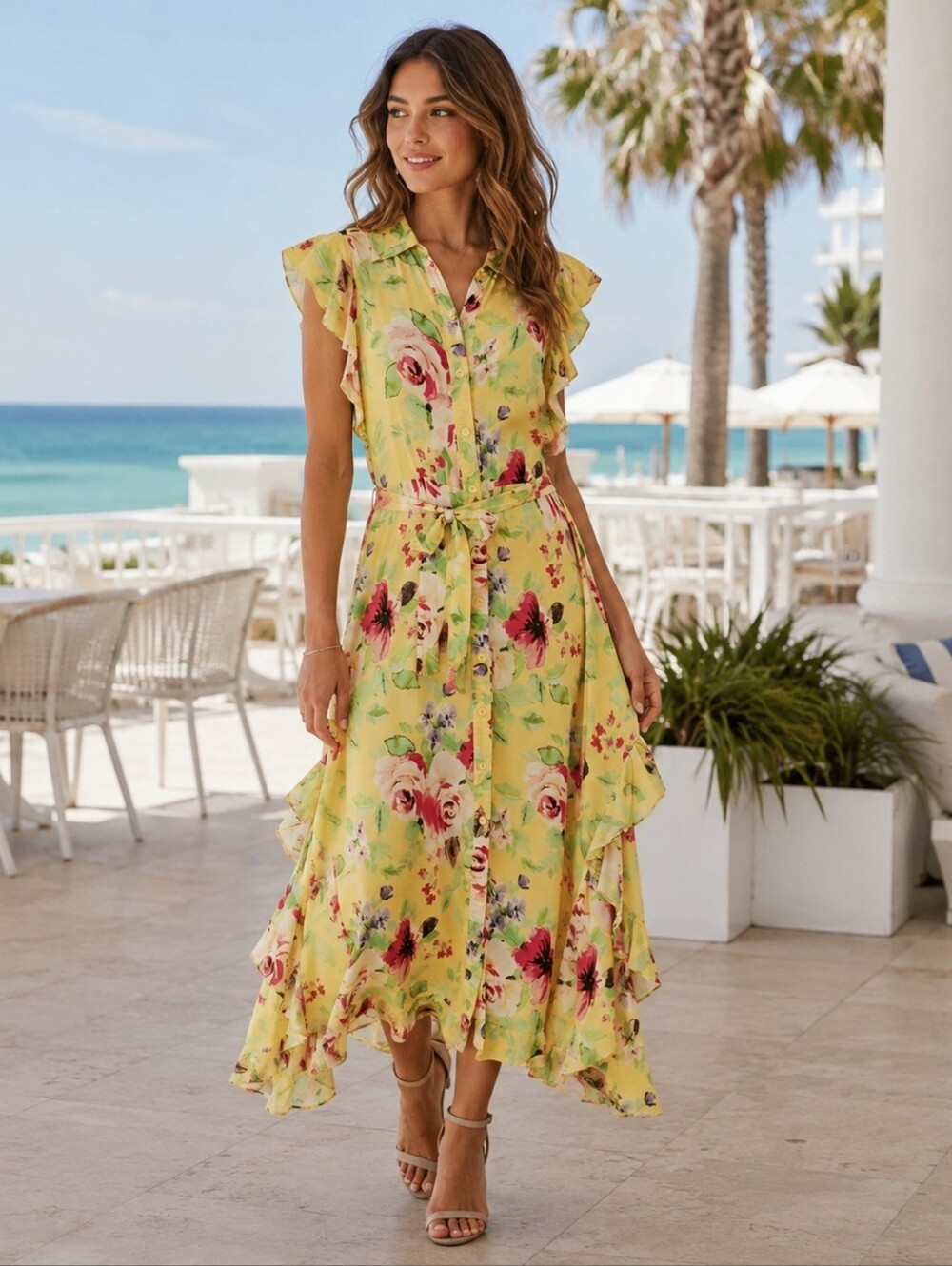 Marissa Webb Ruffle Maxi Dress Romantic Wedding Guest Cottagecore Coast Summer 6